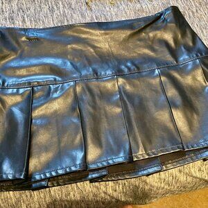 Tripp NYC Vintage L Black Faux Leather Goth Punk Mini Skirt Rare Grunge Y2K 90s